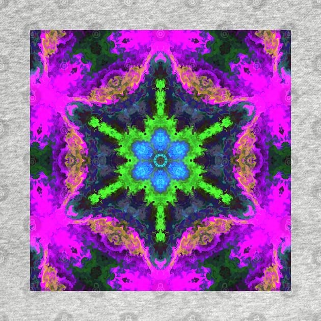 Psychedelic Hippie Flower Blue Green and Purple by WormholeOrbital